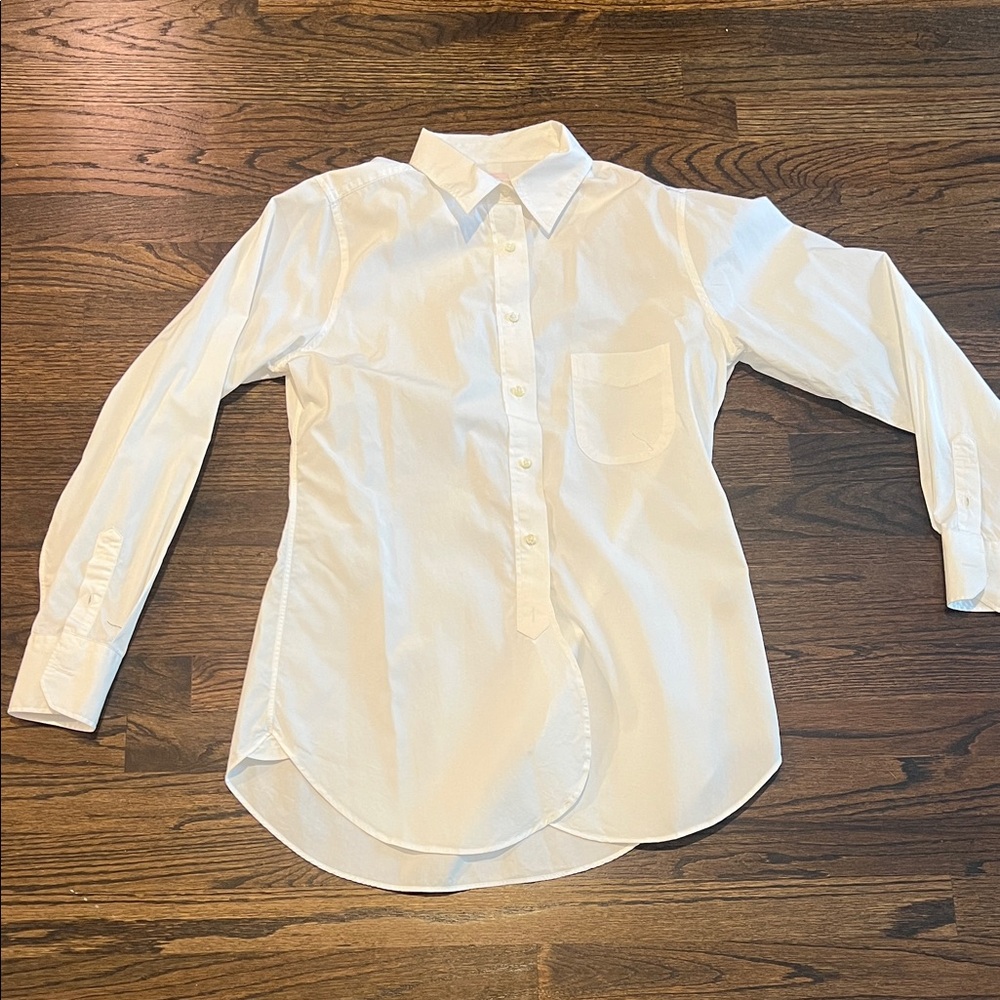 ANN MASHBURN White Button-Up Cotton Shirt